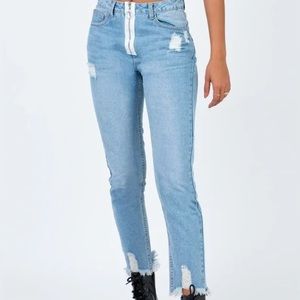 Princess Polly Mabel Denim Jeans w/ White Zipper Detail